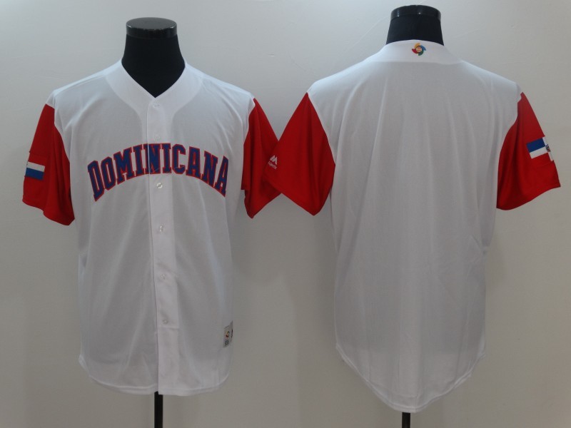 Men Dominican Republic Baseball Majestic White 2017 World Baseball Classic Replica Team Jersey